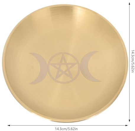 Veemoon Plateau D'autel Pentagramme Rond en Métal pour Bougies Rituelles, Accessoires Magiques Et Offrandes Lors De Cérémonies Religieuses