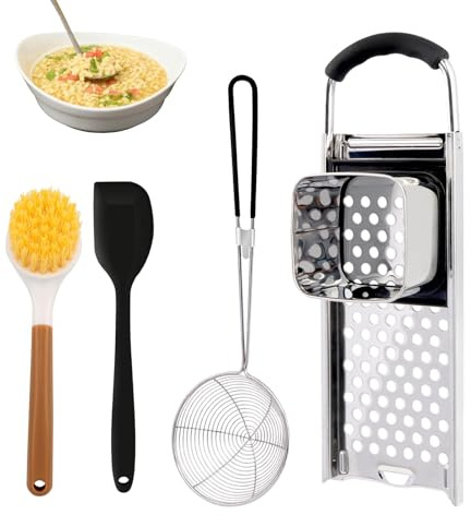 Premium Grade Stainless Steel Spaetzle Maker, Spider Strainer Skimmer Spoon Pasta Strainer, Homemade Traditional Egg Noodle Dumpling Making Tool Set