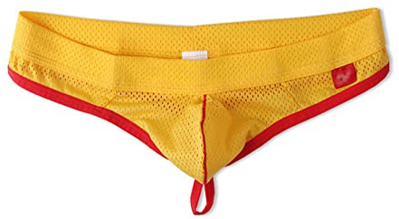 Faringoto sous-Vêtements pour Homme Taille Basse en Nylon Respirant String pour Homme, Jaune, L