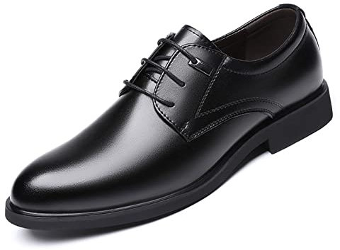 Zapatos De Vestir Para Hombre, Zapatos De Cuero Formales De Negocios Con Cordones, Piel Suave, Punta Redonda, Ligeros Y Cómodos, De Gran Tamaño, Con Suela De Goma Antideslizante,Negro,50 EU