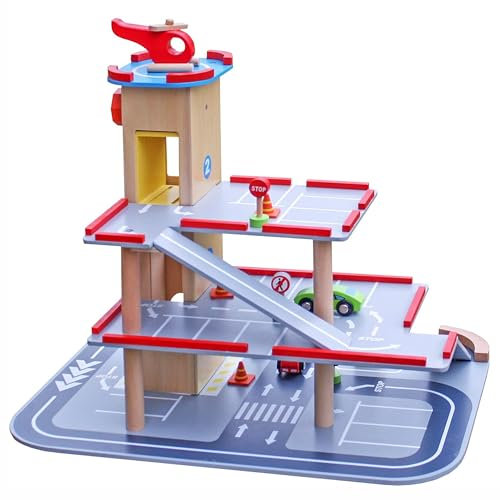 COIL Garage pour Enfants Dès 3 Ans en Bois - Jouet De Garage Éducatif S.T.E.M., Garage avec Ascenseur, Voitures Et Accessoires, Garage pour Enfants, Jouet Garage - Garage pour Enfants 2 Ans