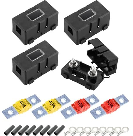 4pcs Sicherungshalter, Mega Sicherungshalter, Auto Sicherungshalter, Sicherungshalter-Sicherungen Mit 40a, 50a Jumbo-Sicherungen Und 8-Teiligen Anschlussklemmen FüR Autos, Boote, Suvs, Lkws Vasen