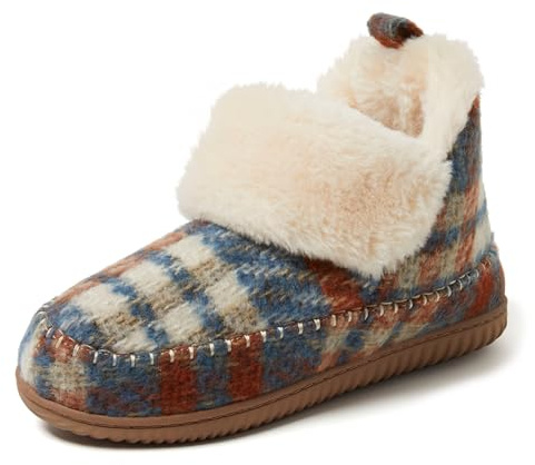 Dearfoams Women's Alpine Moritz Outdoor Arch Support House Shoe Bootie Slipper, Warm Combo, 8-9