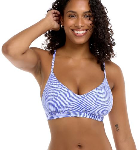 EIDON Women's Madison D, Dd, E-Cup Bikini Top Swimsuit, Surf Trip Reversible, E