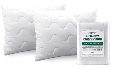 Crizzio ® Copricuscino Trapuntato con Cerniera, Ipoallergenico, Antiacaro, Traspirante e Silenzioso Copricuscino in 100% microfibra, Standard UK 50x75 CM (Confezione da 2)