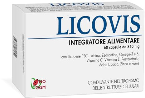 Licovis Integratore Benessere Vista e Occhi | Con Luteina, Zeaxantina, Licopene, Resveratrolo | Formula Potenziata con Vitamine e Zinco | 60 Capsule Molli