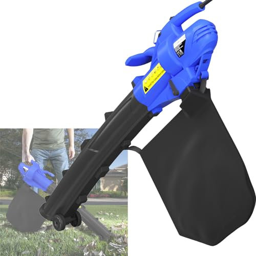 Souffleur et aspirateur de Feuilles 3 en 1, aspirateur et broyeur de Jardin, souffleur de Feuilles électrique Puissant et réglable à 6 Vitesses avec Sac de Collecte de Feuilles de 35 L, Rapport de d