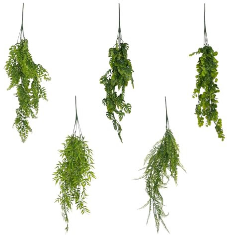 Youyijia 5PCS Artificial Hanging Vines Plants, Artificial Ivy Leaves Garland Trailing Potted Plants Plastic Decorative Artificial Plants for Indoor Outdoor Home Garden Decorations (5, MIX)