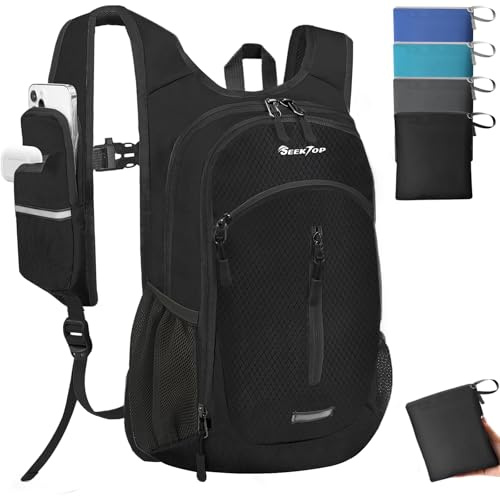 Seektop Small Hiking Backpack Expandable 12L-15L | Lightweight Packable Waterproof Daypack with Phone Pocket, Women Men, Foldable Waterproof Day Pack, Multiple Pockets, Travel