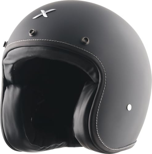 HXP Jethelm Retro Motorradhelm Mopedhelm Helm in Schwarz Leder | Größen XS–XL | ECE 22.06 Zertifiziert | ABS-Hartschalentechnologie | Helm Motorrad Motocross Helm Scooter Helm Halbschalenhelm