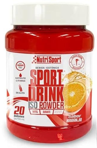 NUTRISPORT Sport Drink ISO Powder | Bebida Isotónica en Polvo |Complemento Alimenticio Deportivo | Recuperación Muscular | Vitaminas y Minerales | Sabor Naranja | Bote de 1020 gr