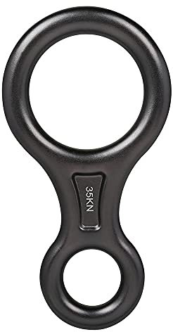 ANCLLO 35KN Figur 8 Descender Rescue Figur 8 Abseilausrüstung, Sicherung, Luftfahrt, Aluminium, Takelplatte zum Klettern, Sichern und Abseilen, Schwarz