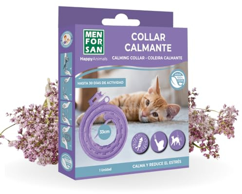 MENFORSAN Lugnande halsband för katter | med naturlig Valeriana | Lugnar och minskar stress | 30 dagars effekt | längd 33 cm justerbar