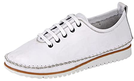 Mod Comfys Womens 5 Eye Softie Leather Shoes - White - 5 UK