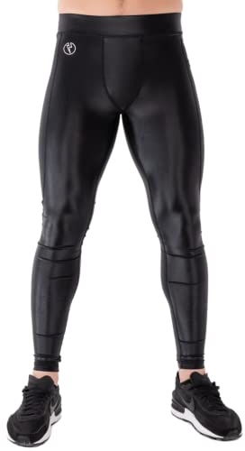 Kapow Meggings Shiny Performance Range - Shiny Compression Leggings for Men with Pockets, Athletic Base Layer for Workouts & Yoga