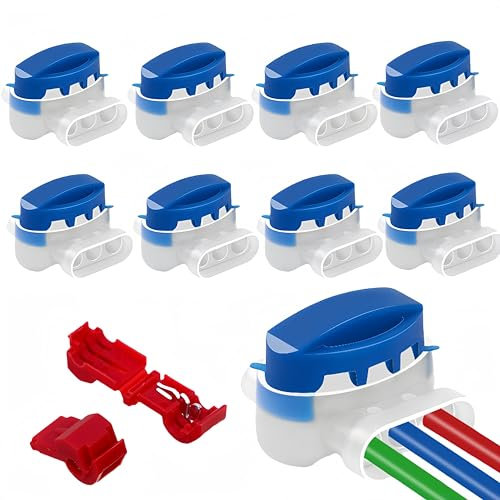 Morsetti per Cavi,Cavo Connettore,Cavo Tagliaerba Connettore,Set Connettori per Filo Perimetrale dei Robot Tagliaerba,8 Pezzi Morsetti per Cavi e 2 Morsetti di Collegamento,per Cavi Elettrici