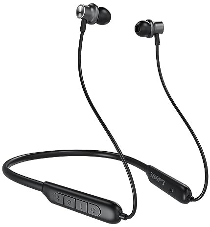 TONEMAC N8 Wireless Neckband Earphones, Bluetooth 5.3, Gym Workout Earbuds with Mic, Clear Calls, 40H Playtime, IPX6 Waterproof (Black)
