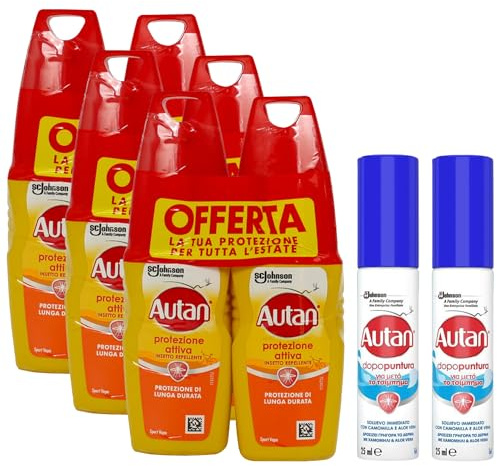 3x Active Vapo Bipacco, Insetto Repellente e Antizanzare, Lunga Durata, Spray (2x100 ml) + 2x Dopopuntura, Insetto Repellente Antizanzare, Lozione con Camomilla 25 ml
