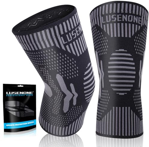 Lot de 2 Genouillere Arthrose, Ligamentaire, Ménisque, Genouillères pour Sport, Running, Genouillere Maintien de Compression Attelle Genou pour Homme et Femme(Noir, 3XL)