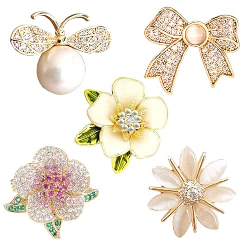 FOSDICK Lot de 5 broches invisibles en cristal pour femme, chemisier, robe cardigan, robe