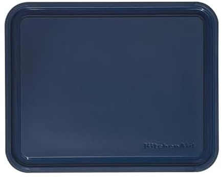 KitchenAid Classic Plastic Cutting Board with Perimeter Trench and Non Slip Edges, Dishwasher Safe, 8 x 10 inch, Ink Blue
