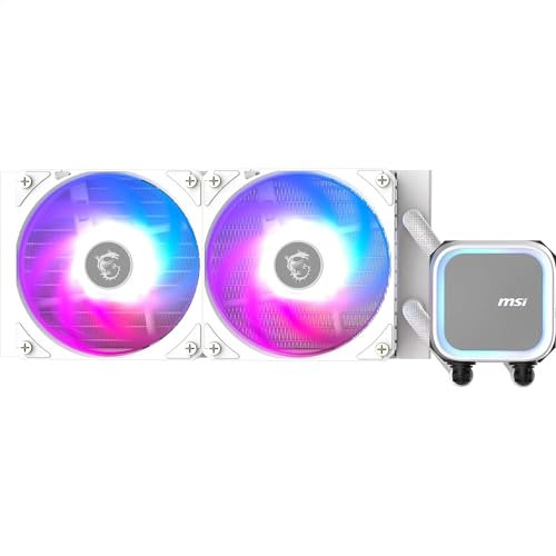MSI MAG CORELIQUID A13 240 WHITE AIO CPU-Wasserskühler - Volle CPU-Abdeckung, verbessertes Wasserkanal-Design, CycloBlade 7, Split-Flow Radiator, Rifle-Lager