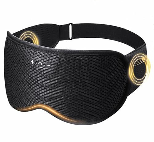 OMNU Sleep Headphones, Sleep Mask with Bluetooth Headphones, Ventilated Fabric, Adjustable Fit, 100% Blackout 3D Contoured Eye Cups, Sleeping Headphones for Side Sleepers