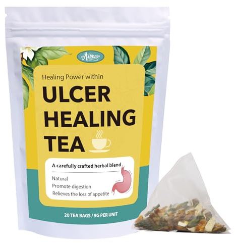 Auranic Ulcer Healing Tea 20 Pcs, Natural Stomach Remedy Solution Healthy Digestion, Warm Stomach Ease and Support Digestive, Regulate Gastritis, Stomachache, Various Discomfort Nourishing Herbal Tea
