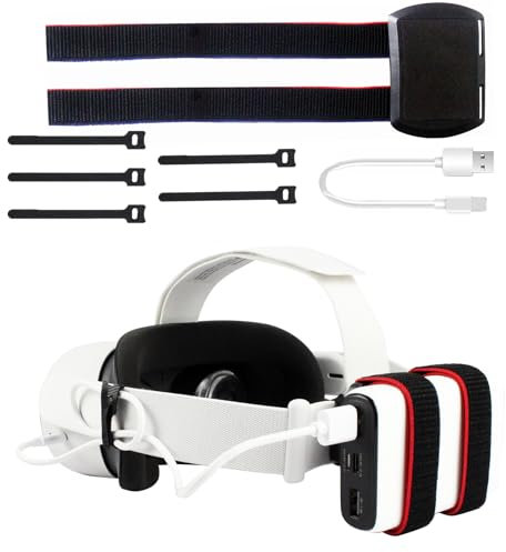 Correa de fijación universal de batería de realidad virtual para Quest /Quest2/Quest3/Quest3S/Vision Pro, soporte de correa de fijación para auriculares VR con cable de carga, soporte de cargador de