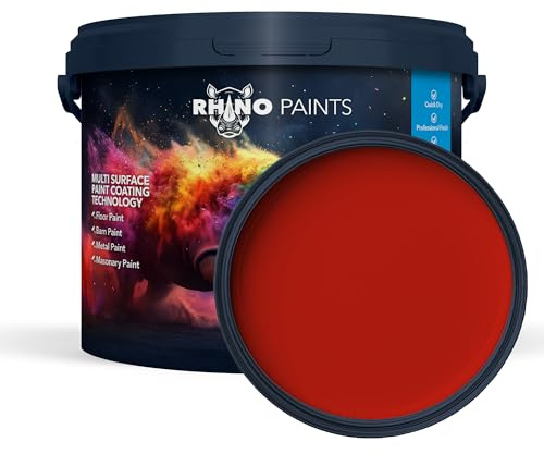 RHINO PAINTS PU350 Industrial Polyurethane Paint Coating, 20L, Red, Heavy-Duty, for Concrete, Metal and Timber