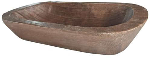 Joygoodta Wood Bowls Decorative, 9.8x5.9x2 Inch Vintage Wooden Dough Bowl for Farmhouse, Restaurant, Cafe, Candle Centerpiece Decor