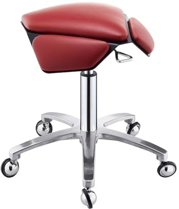 Ergonomisk delad sadelpall, kraftig anti-trötthetsstol, hydraulisk rullande snurrpall, höjdjusterbar 43-57 cm(Red)