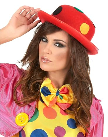 Sombrero melón Rojo Payaso con Puntos Adulto