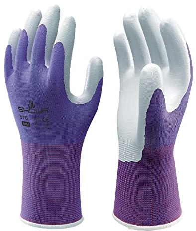 SHOWA Atlas 370 Nitrile Palm Work Gloves, Purple, Medium, Single Pair