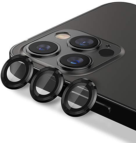 CloudValley Camera Lens Protector Compatible with iPhone 12 Pro Max 6.7'', Premium HD Tempered Glass Film, Aluminum Alloy Camera Lens Screen Cover, Graphite Black