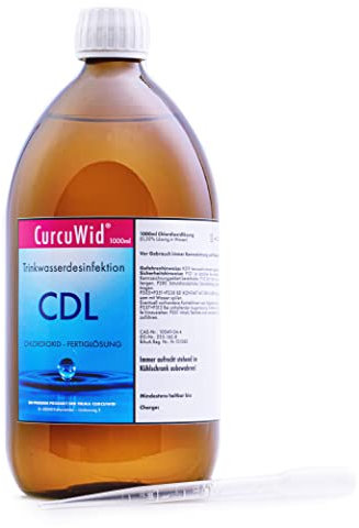 CurcuWid CDL/CDs Chlordioxid Lösung 0,3% 1000ml mit extra HDPE Pipette - in pharmazeutischer Braunglasflasche - Made in Germany