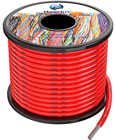 3.3mm² 12awg Silicone Electrical Wire Cable Red 10Meters 12 Gauge Hookup Wires kit Stranded Tinned Copper Wire Flexible and Soft High Temperature Resistance