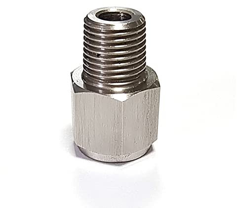 Gerader Adapter aus Edelstahl für Öldruckinstrumente, gerader 1/8 NPT auf M10 x 1,0 Adapter mit Gewindedurchmesser für Autoteile