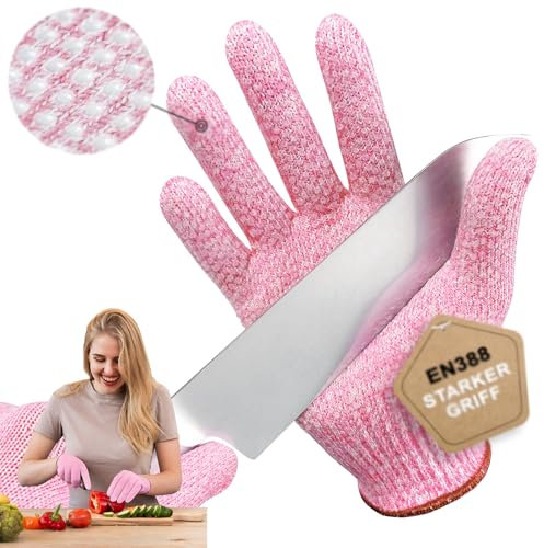 Migliore Wear 2 PAAR Schnittschutzhandschuhe Rutschfesten LEVEL 5 SCHUTZ Schnittfeste Handschuhe | EN 388 Schnittschutz Handschuhe Kettenhandschuh Küche Schnitzmesser mit Rutschfesten Noppen