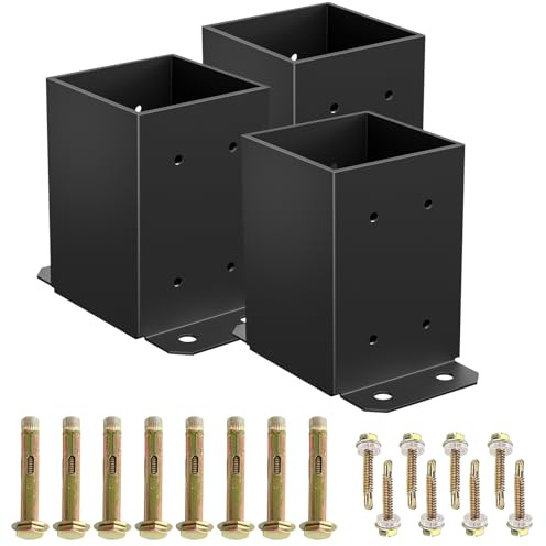 4×4 Post Base 3 Pcs, Inner Size 3.6 x 3.6 Post Base Brackets