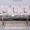 ZOONFA Stainless Steel Gold Glass Coffee Table with Dark Grey Glass Top Stylish 120cm Rectangle Center Table for Living Room