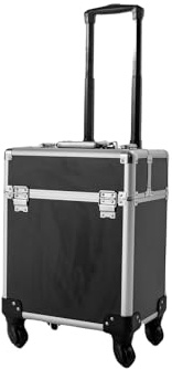 Donened Coffret à cosmétiques Trolley, 34 * 24 * 41 cm Voyage Friseurkoffer Grand Coffret à maquillage pour Visagistes, Coiffeurs, Cosmétologues, etc. (Noir)