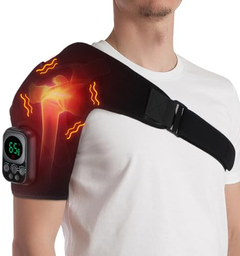MOAJAZA Cordless Heated Shoulder Support, Shoulder Massager, Shoulder Brace Wrap for Women Men, Heating Pad for Rotator Cuff