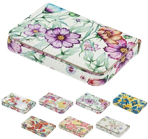 Business Card Holder，PU Leather Business Card Case Color Printing Pattern Card Holder Wallet，Pockets Magnetic Credit Card Holders for Men and Women - Colorful Daisy