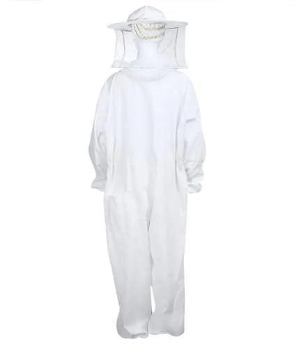 Beekeeping Suit Full Body Beekeeping Clothes Professional Protective Beekeepers Suits with Anti-Bee Round Veil Hood Hat Safty (Medium)