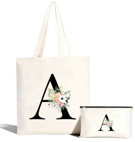 Borsa in cotone personalizzata con nome, borsa per la spesa con lettere, borsa per il trasporto e borsa per cosmetici, borsa per la spesa in tela con chiusura lampo, regalo per signora fidanzata mamma