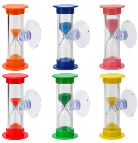 Sanduhr Zähneputzen Kinder, 6 Stück Sanduhren Set Mit 2 Minuten Und 3 Minuten Timer, Buntes Sanduhr Zahnputzuhr Für Kinder, Zeitmanagement Für Zähneputzen, Hausaufgaben Und Spielzeit