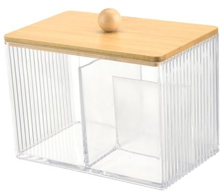 SUIOPPYUW Contenitore trasparente per bastoncini di cotone, contenitore per il trucco, coperchio antipolvere, organizzatore per bastoncini di cotone e strumenti per il trucco, dispenser per