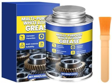 Grasso al litio bianco 100 g - grasso con pennello applicatore | Lubrificante versatile per catene, cuscinetti, cerniere, porte, motori Antiruggine impermeabile per veicoli da garage, industria e sped
