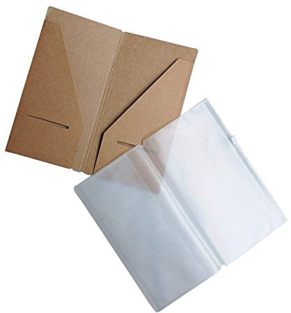 WANDERINGS Zipper Case and Kraft Card Holder 2-Pack Accessories for Refillable Travel Journals - Standard Size - 8.25 x 4.25 Inch (21 x 11cm)